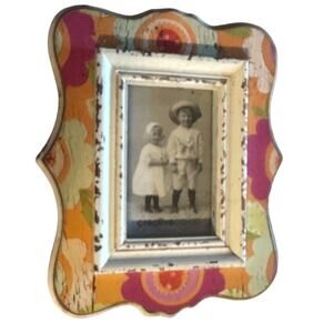 Creative Co-Op · 4x6 · Floral Wood · Shabby Chic Distressed Photo Frame ·